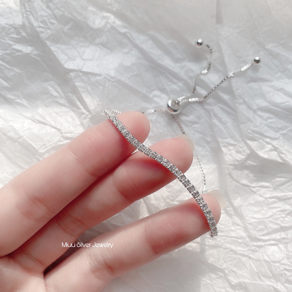 Vòng tay bạc Miuu Silver, lắc tay bạc xinh xắn, lấp lánh, thiết kế dây rút điều chỉnh size Katarine