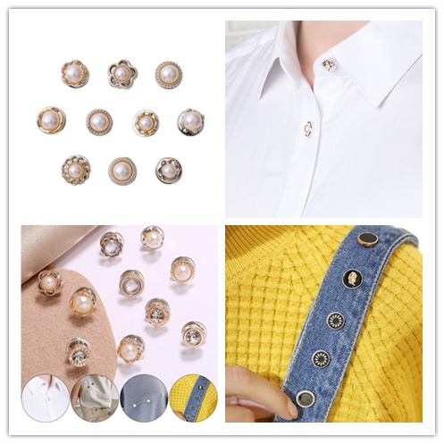 Set 10 Ghim Cài Áo Hình Hoa Đính Ngọc Trai Nhân Tạo Thời Trang