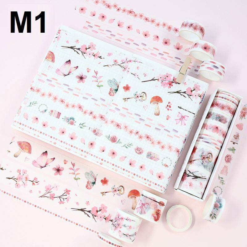 [Mã LIFEBOOK2 giảm 10% đơn 0Đ] Set 8 Cuộn Băng Dính Washi Tape Trang Trí Scrapbook, Planner