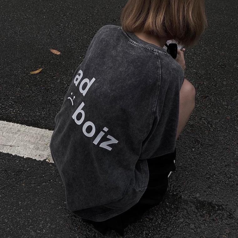 Áo Thun Tay Lỡ Unisex WASH Xám SADBOIZ 🖤/Nam nữ unisex/FREESHIP 99K ❤️ TAHAYA