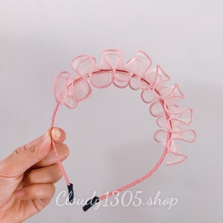 Cài tóc/Bờm tóc voan xếp công chúa màu hồng như hình