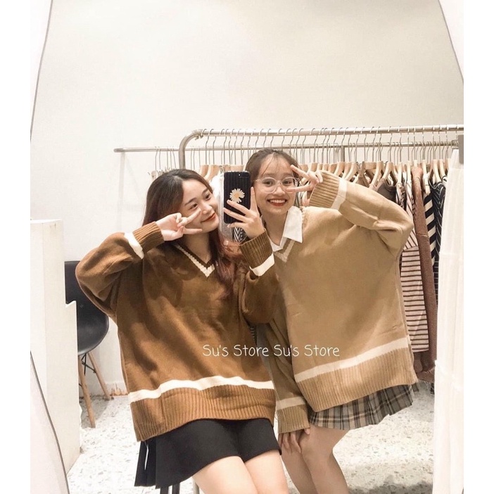 ÁO LEN KẺ VIỀN OVERSIZE