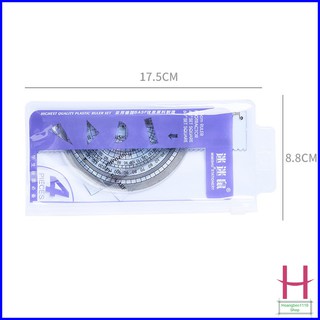 Bộ thước kẻ eke 4 chi tiết kèm túi zip dễ sử dụng { H }