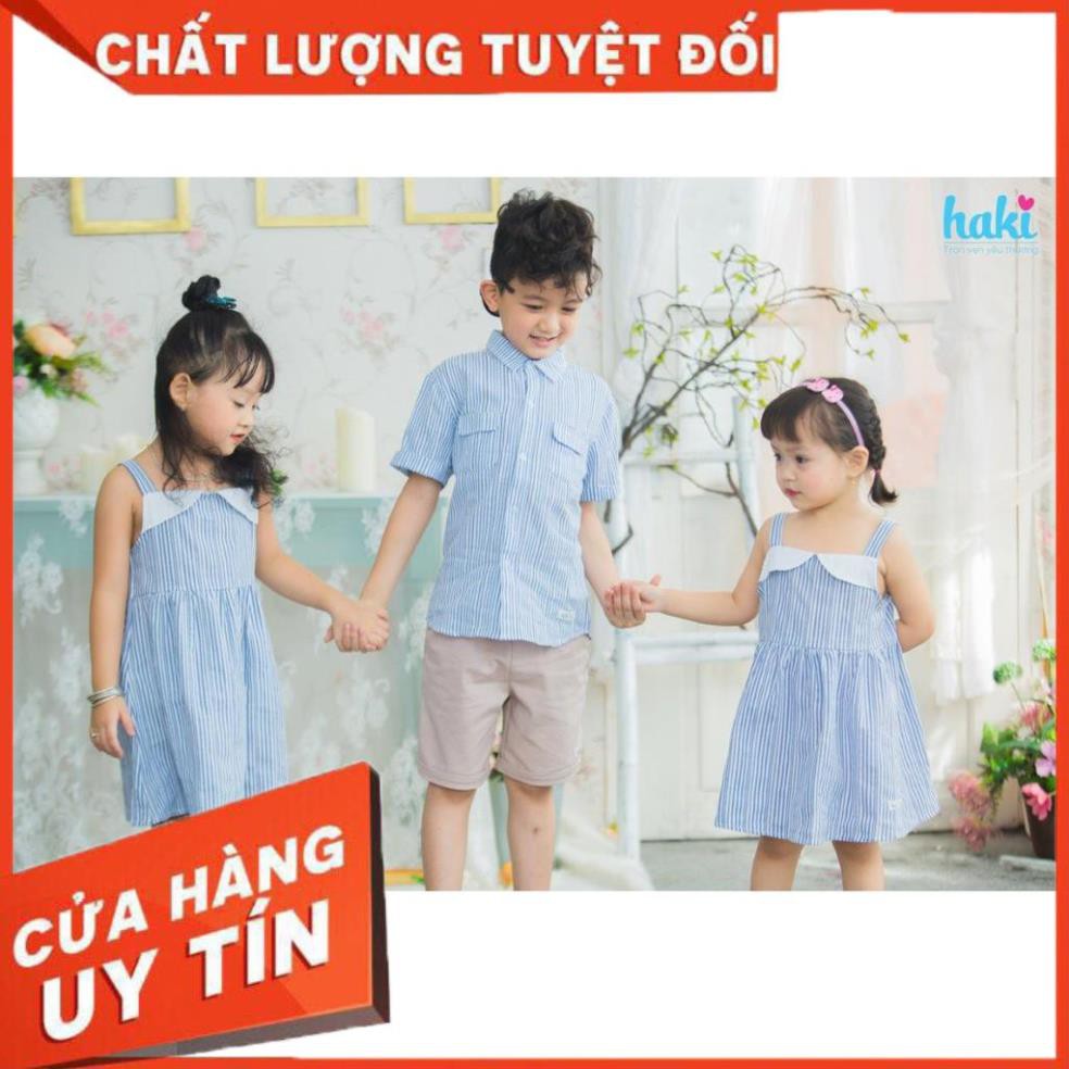 Chính hãng Đầm bé gái_Váy cúp ngực Haki HK482.4 xanh kẻ nhỏ _Tuyên sỉ