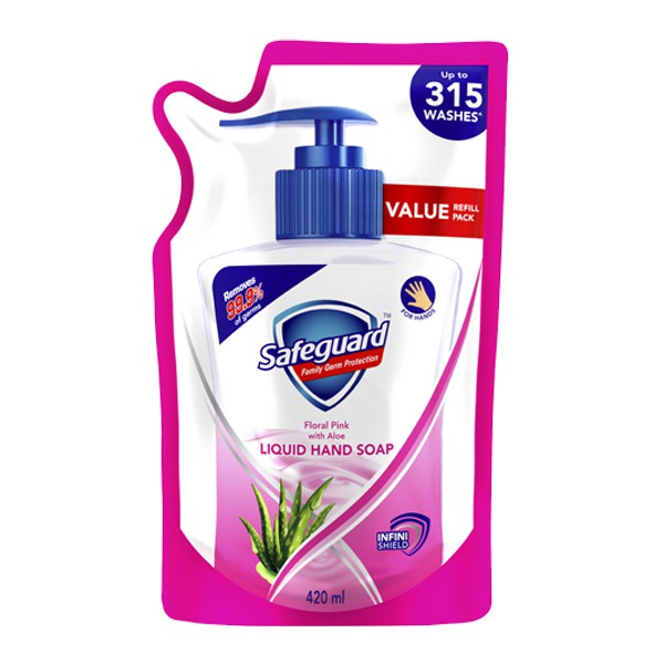 Túi Nước Rửa Tay Safeguard Floral Pink With Aloe 420ml