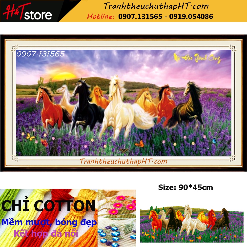 Tranh đính đá - Tranh thêu chữ thập Mã đáo thành công LV3156, LV205 - tự làm