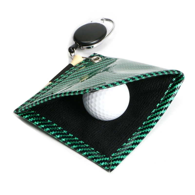 Khăn Lau Đầu Gậy Đánh Golf Mini Hình Vuông Bằng PU Chống Nước Có Móc Thu Gọn Được
