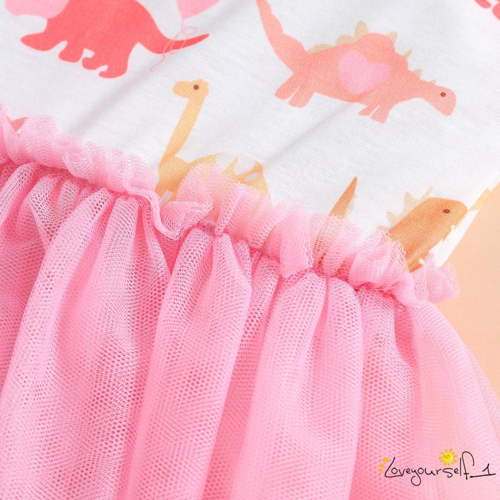 Đầm Sát Nách Cổ Tròn B930G In Hình Khủng Long Cho Bé Gái 1-6 Tuổi