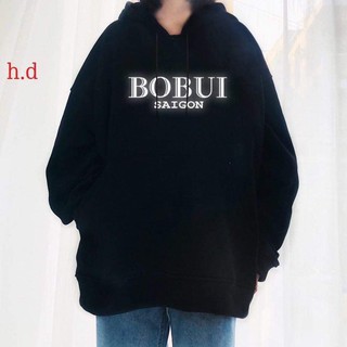 Áo nỉ mũ chùm nam nữ có túi dạng hoodie chữ bobui to nhỏ phản quang 7 màu đa sắc