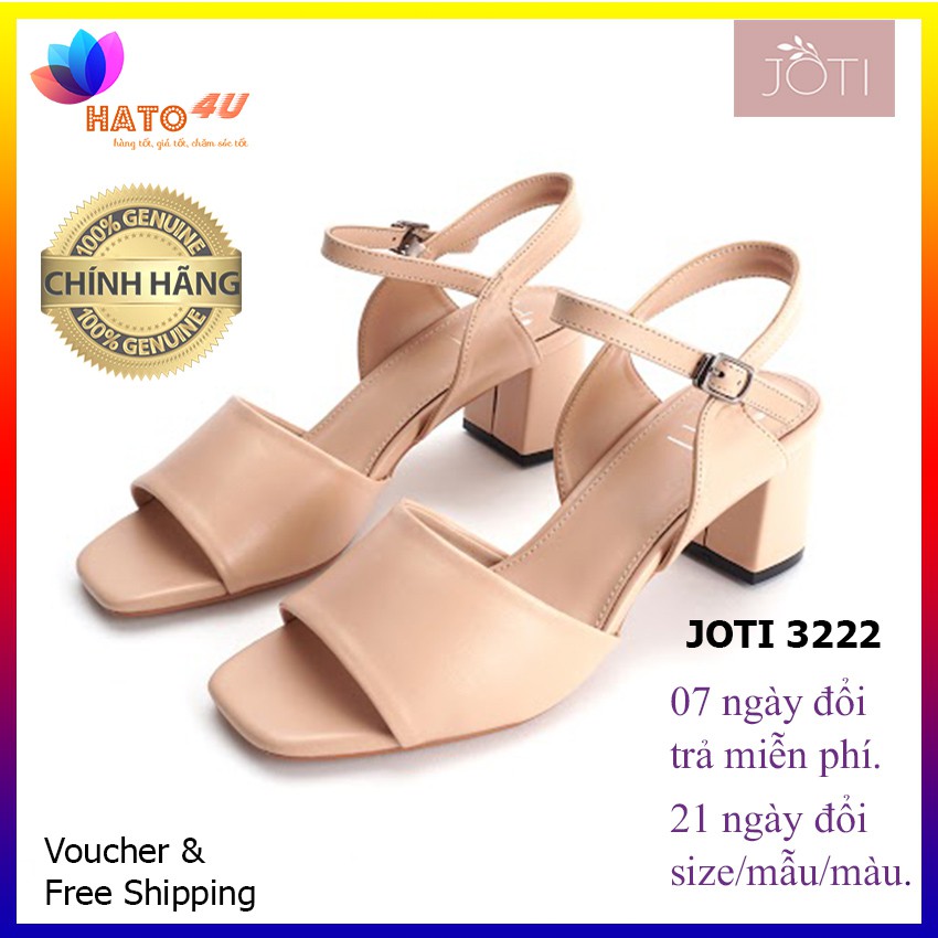 Giày Sandal Cao Gót Nữ JOTI Celina 3222VN5 2020 - Mũi Vuông Quai Ngang Bản To Đế Trụ 5cm
