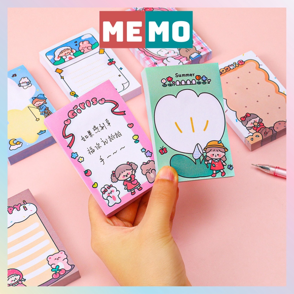 [Mã LIFEBOOK2 giảm 10% đơn 0Đ] Giấy ghi chú, giấy note cute MEMO 80 tờ nhãn dán ghi nhớ khung hình dễ thương