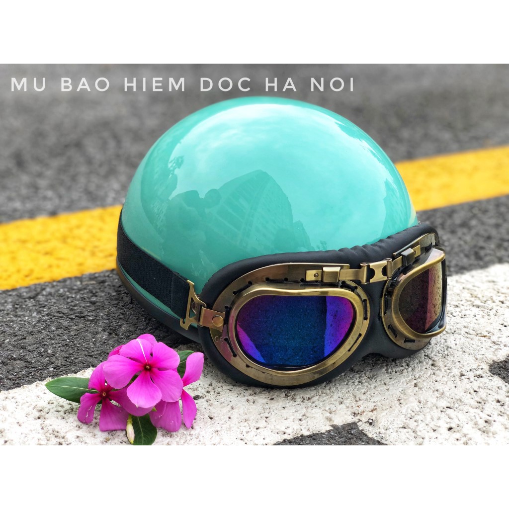 [HÀNG CAO CẤP] Mũ Bảo Hiểm HRA Xanh Ngọc (Kèm kính) - Mũ Bảo Hiểm Nửa Đầu Thiết Kế Cao Cấp