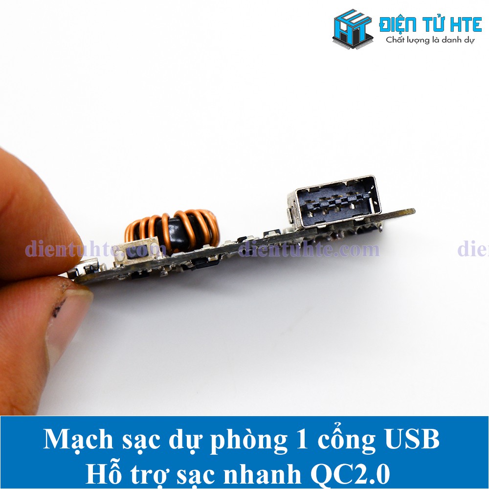 Mạch Pin dự phòng 1 cổng USB 2 chiều hỗ trợ sạc nhanh QC2.0/3.0 - đầu vào MicroUSB QC2.0/3.0 - HTE PLK CN2