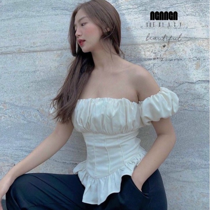 [Mã 44FASHIONSALE336 giảm 10K đơn 50K] Áo Trễ Vai tay Bồng mang lại vẻ xinh xắn, trẻ trung, năng động cho các nàng