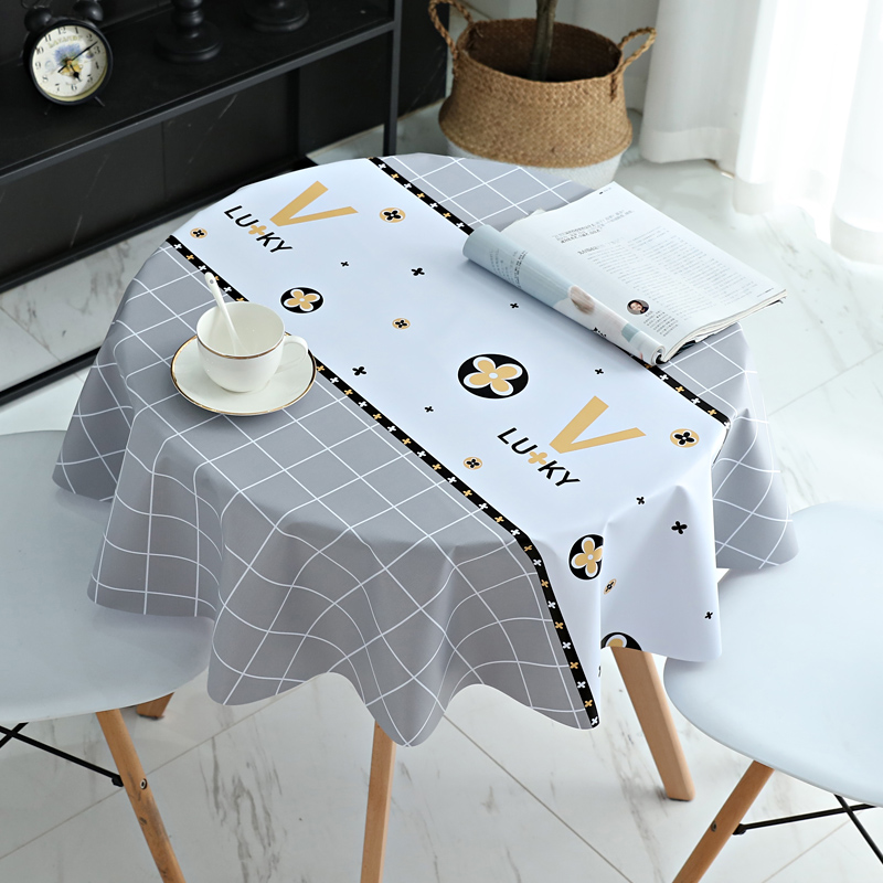 Nordic round table tablecloth net red pvc table cloth waterproof and oil-proof anti-scalding disposable household coffee table small round table cloth