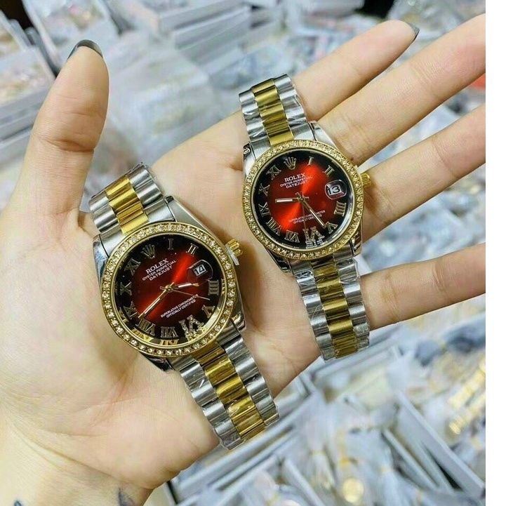 Đồng Hồ Nữ Đẹp Đeo Tay Rolex, Đồng Hồ Thời Trang Dây Kim Loại Đính Đá Sang Trọng Chống Nước Tốt