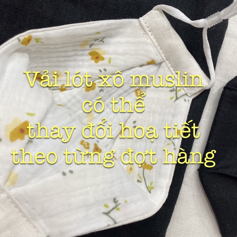 Khẩu trang vải linen lót vải xô muslin dành cho bé và người lớn | BigBuy360 - bigbuy360.vn
