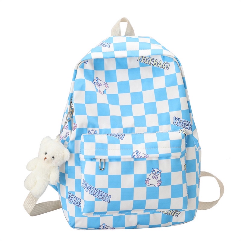 Balo kẻ caro unisex cho nam nữ ulzzang phong cách Hàn Quốc  kiểu dáng mới Fumiao