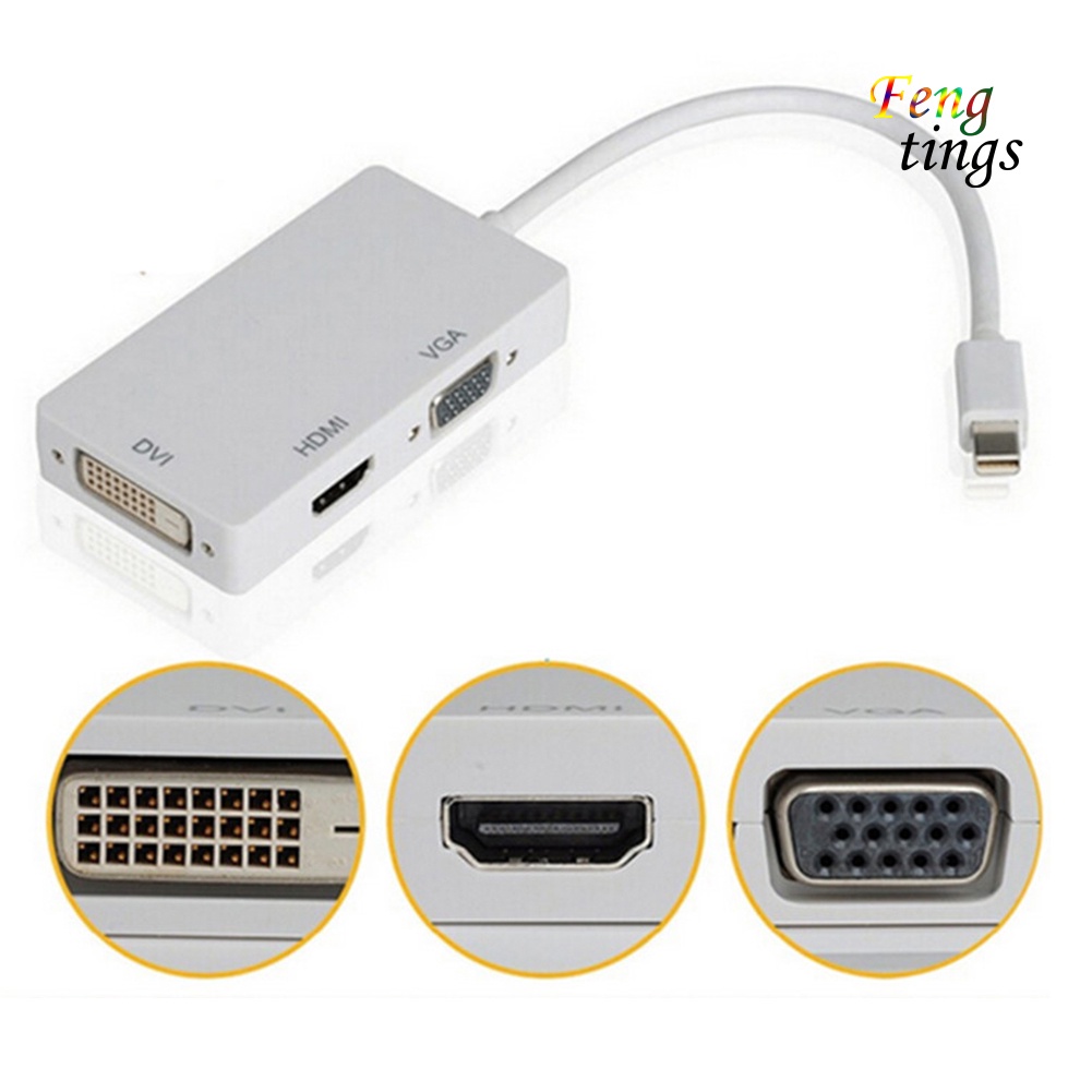 【FT】Portable 3 in 1 Thunderbolt Mini Display Port to HDMI-compatible VGA DVI Adapter Cable