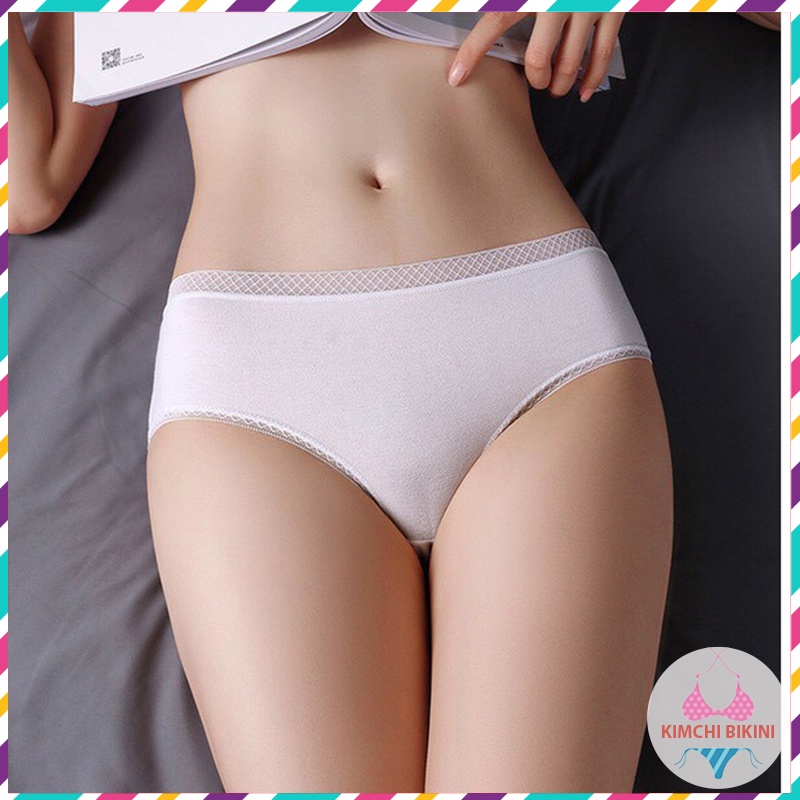 Quần lót cotton lì đáy kháng khuẩn KIMCHIBIKINI chip nữ trơn siêu đẹp mềm mại thoáng mát QL179