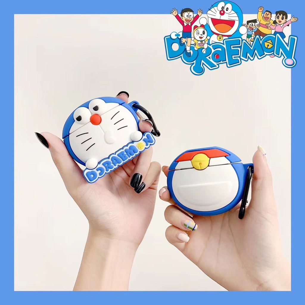 Doraemon Vỏ Bảo Vệ Hộp Đựng Tai Nghe Airpods 2 Hình Doremon 3d Có Móc Khóa Chống Thất Lạc