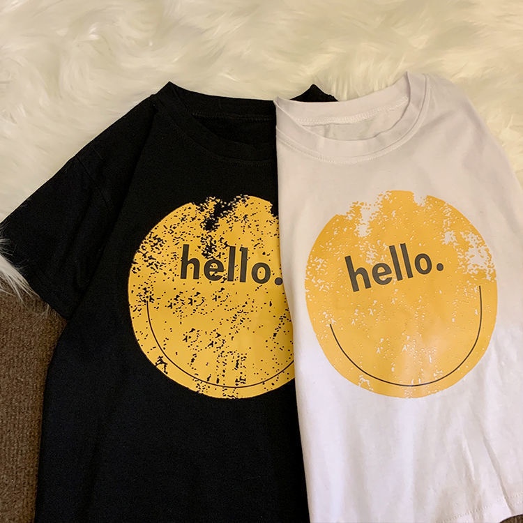 Áo Thun Cotton Ngắn Tay Màu Trơn Họa Tiết In Cho Bé Gái