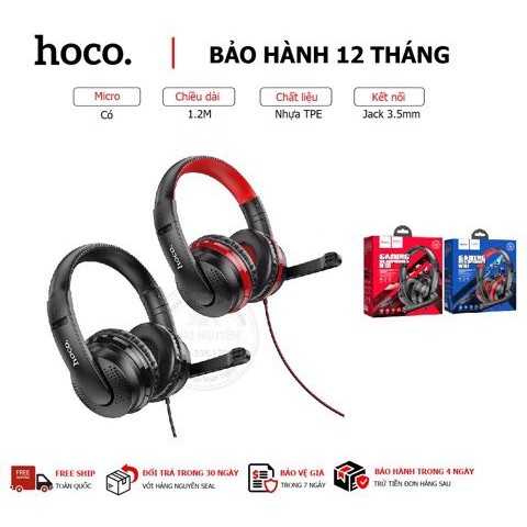 Tai nghe chụp tai gaming có mic hoco w103 , bass khủng có nút điều chỉnh âm lượng chuyên game [CHÍNH HÃNG]