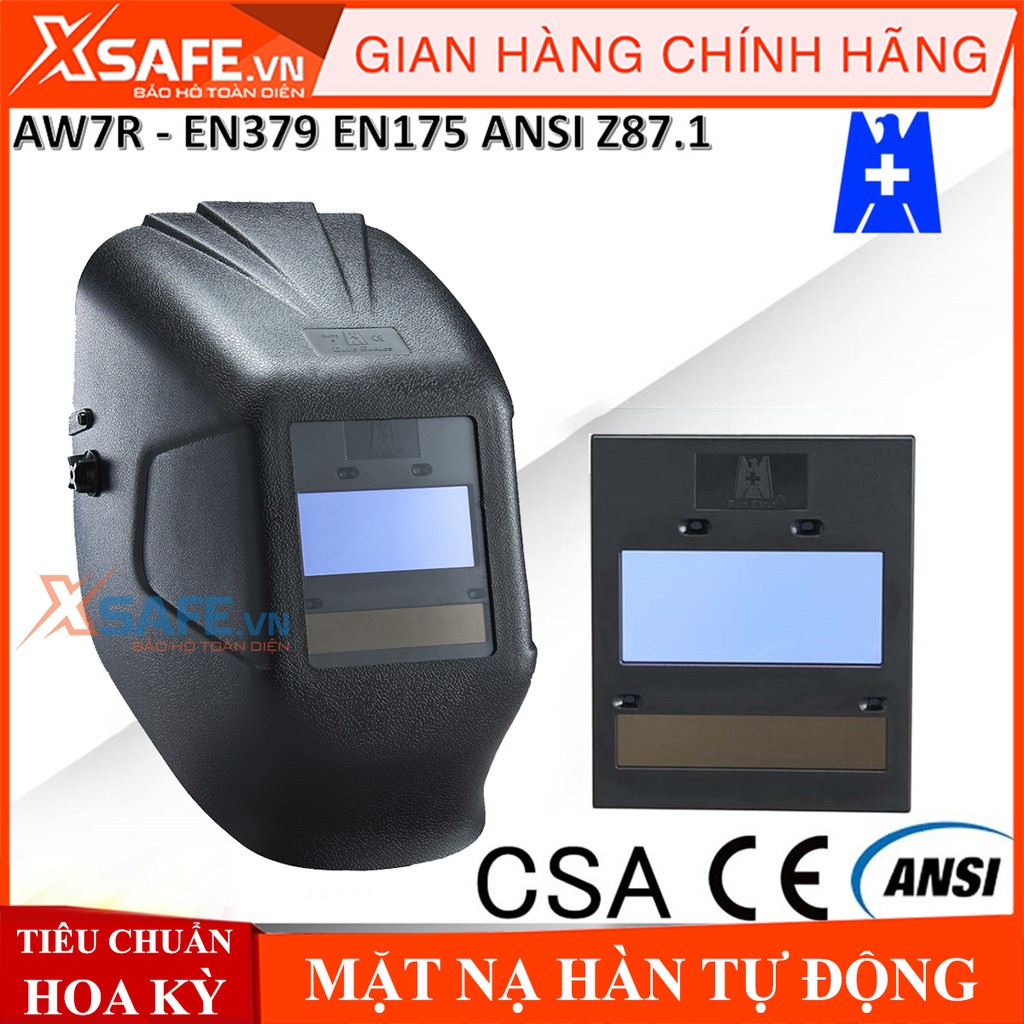 Mặt nạ hàn tự động Blue Eagle AW7R dùng pin sạc, kính hàn điện tử đa cảm biến, mặt kính lớn, điểu chỉnh ánh sáng