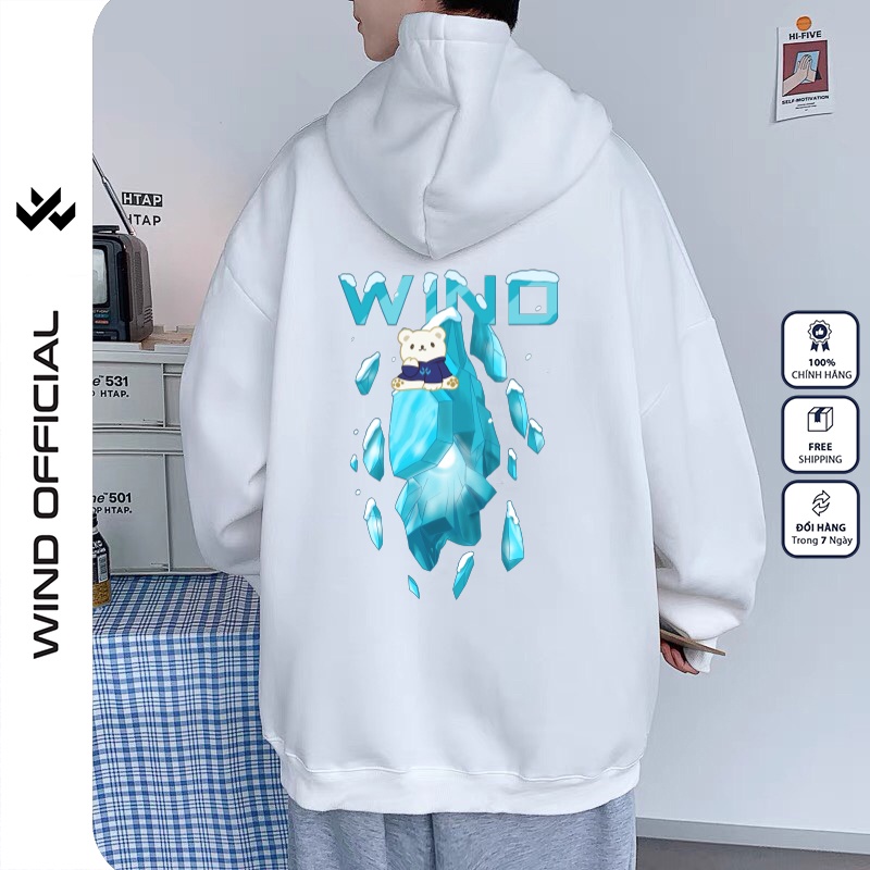 Áo hoodie unisex WIND form rộng nỉ nam nữ Tuyết HD22 thời trang thu đông oversize | BigBuy360 - bigbuy360.vn