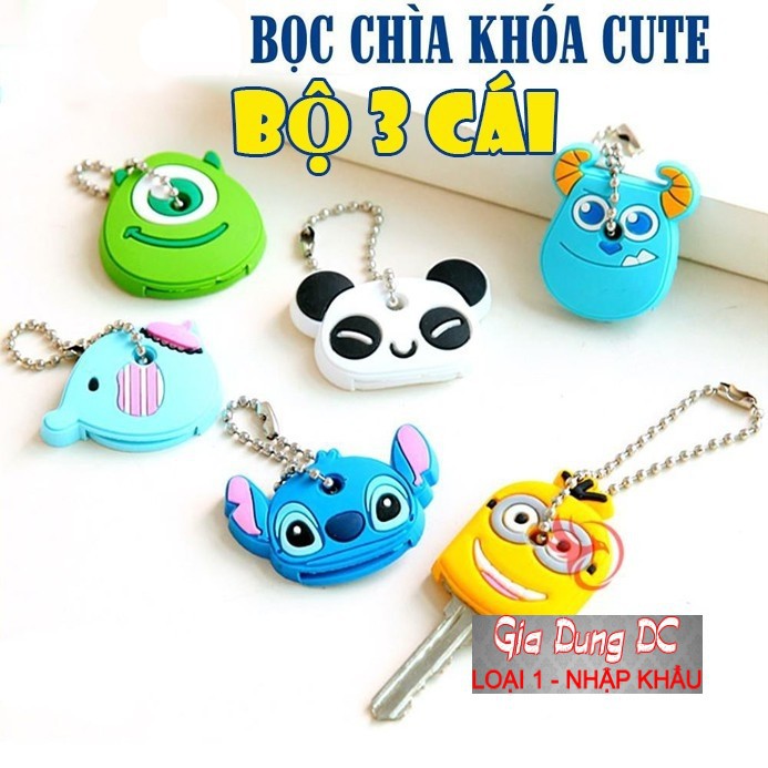 [Cam Kết Loại 1] Set 3 bọc chìa khóa hình thú hoạt hình dây đẹp dễ thương ngộ nghĩnh cute đáng yêu silicon