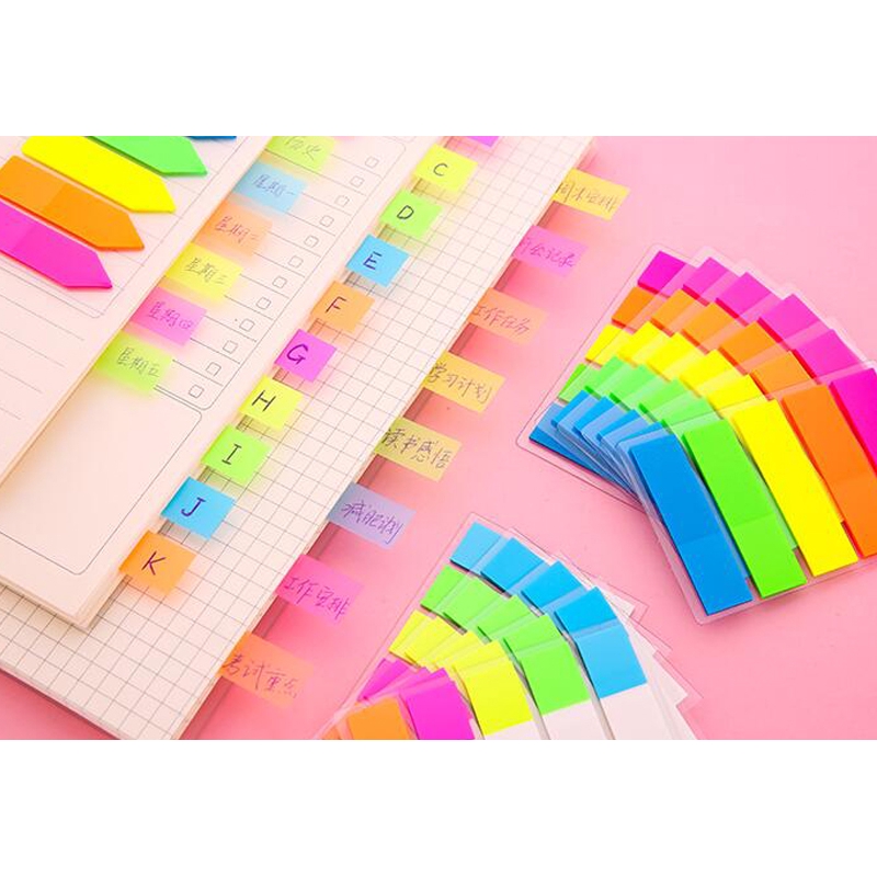 Set 20 tờ giấy ghi chú trong suốt màu huỳnh quang