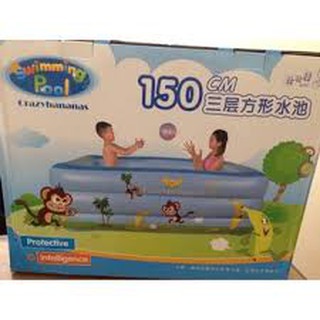 BỂ BƠI 3 TẦNG HÌNH CHỮ NHẬT 1M5(TẶNG KÈM LỌ KEO VÀ MIẾNG VÁ BỂ )