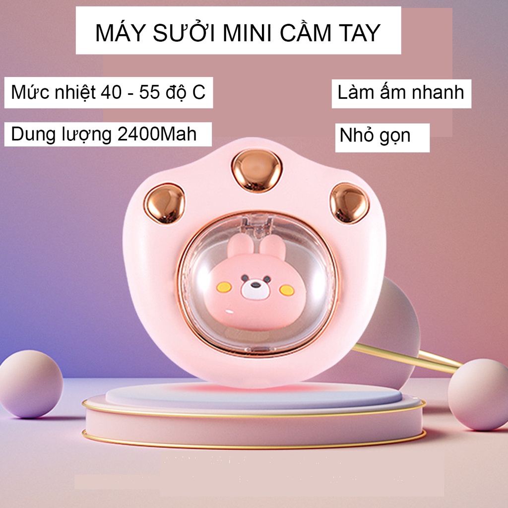 Máy sưởi ấm mini cầm tay dung lượng 2400Mah hình chân mèo thông minh, nhỏ gọn sưởi ấm mùa đông L2027