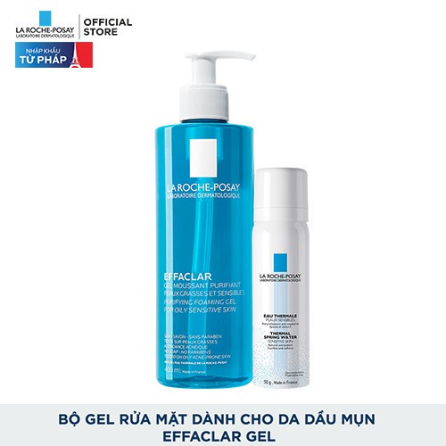 Bộ sản phẩm làm sạch và bảo vệ da dầu nhạy cảm La Roche-Posay Effaclar Gel 450ml