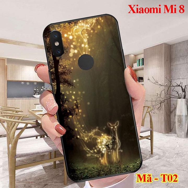 [Freeship] Ốp lưng Xiaom Mi8 , ốp điện thoại Mi 8 mặt kính in hoa văn sang trọng, vỏ case đẹp