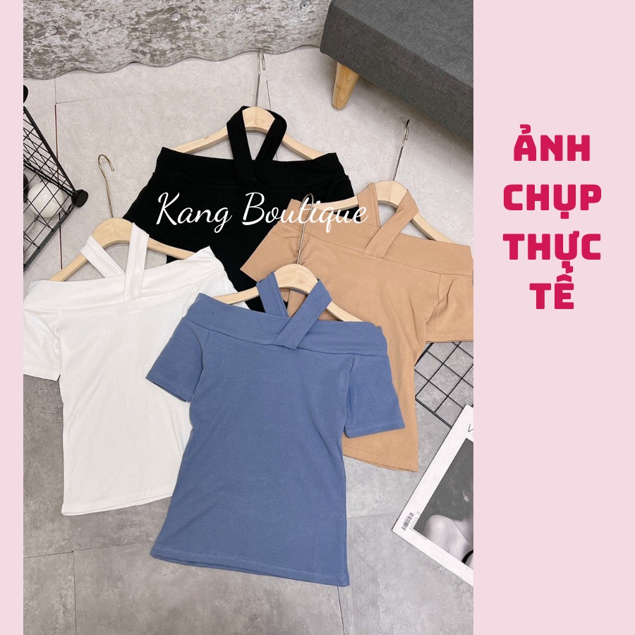 Áo croptop nữ kiểu trễ vai dáng ÔM BODY basic Hàng Quảng Châu Kang Boutique Mã CRT003