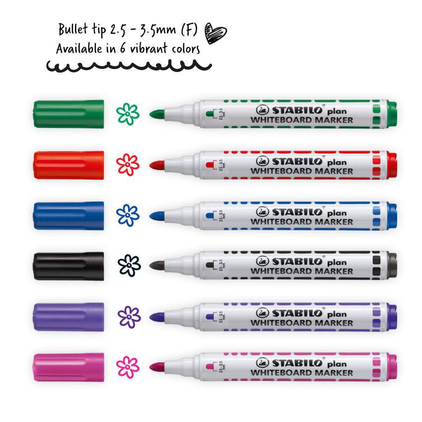 Hộp 10 Bút viết bảng đầu tròn STABILO Plan WHITEBOARD MARKER (WM641/10)