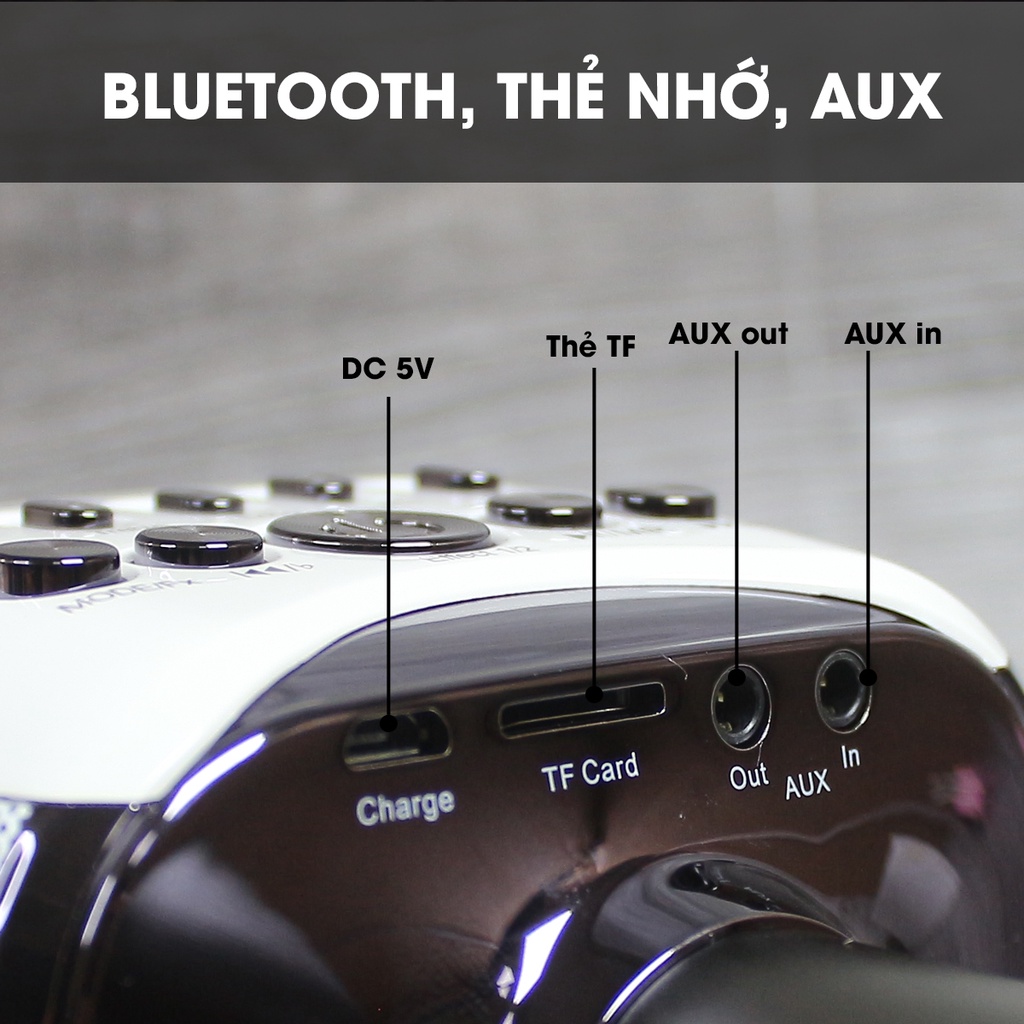 Micro bluetooth kèm loa karaoke chính hãng Sunrise - H53D, Mic mini không dây loa hay tích hợp Bass, Treble, Effect Echo