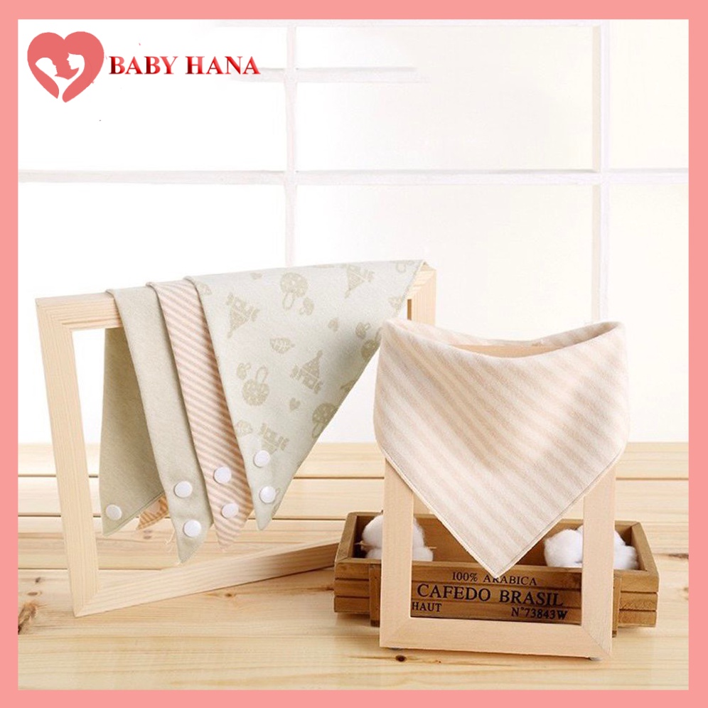 Khăn Yếm Tam Giác Cotton Hữu Cơ 2 Cúc Bấm Cao Cấp Siêu Mềm Cho Bé