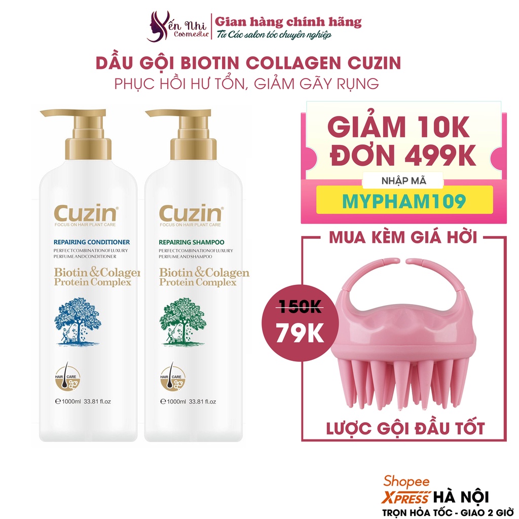Dầu gội biotin Cuzin giảm tóc gãy rụng, sạch sâu da đầu giảm gàu, dầu thừa và bã nhờn 1000ml