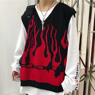 [HOT] sẵn đỏ Áo gile len Thrasher ( lửa)