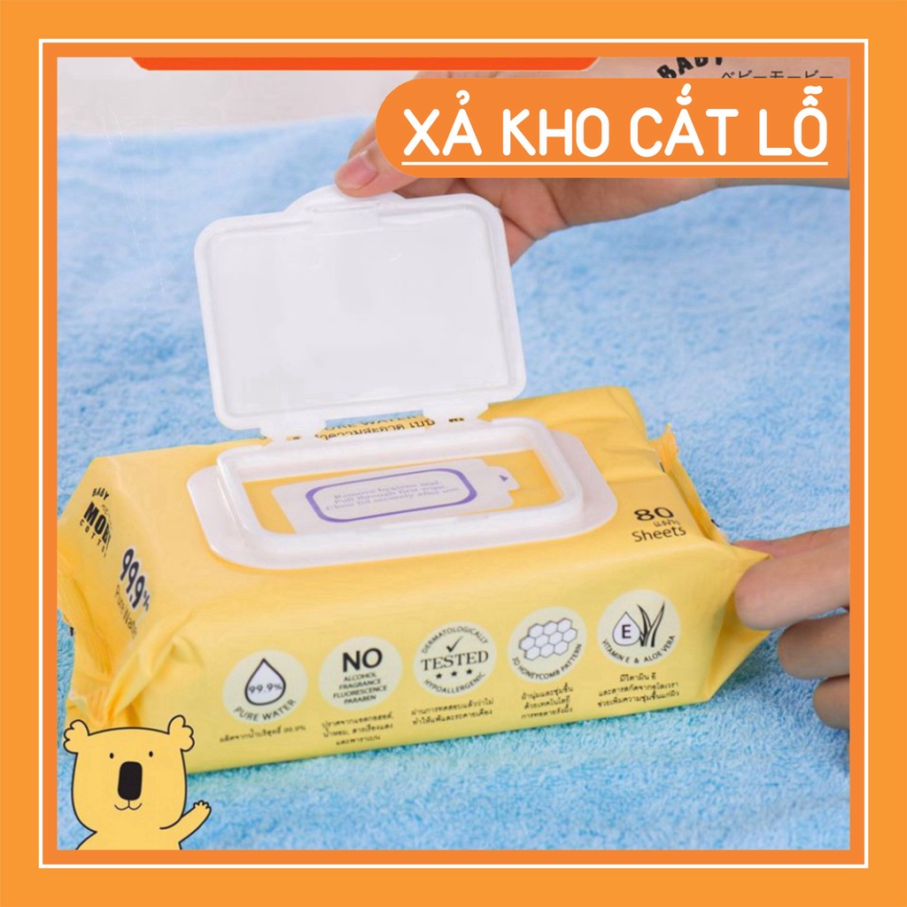 Khăn Ướt Tinh Khiết 99.9% Baby Moby 80 tờ FLASH SALE