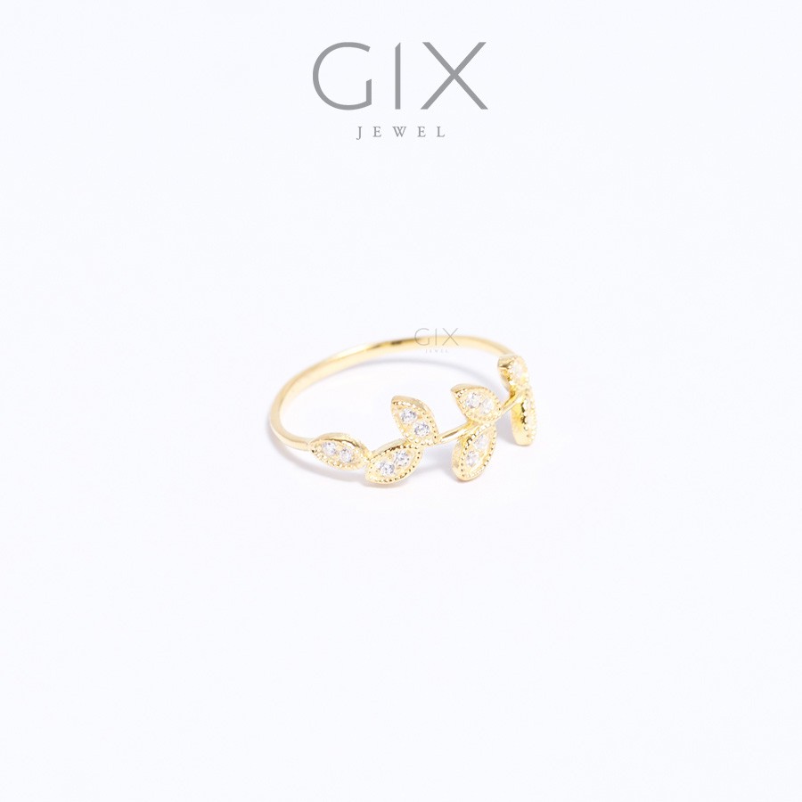 Nhẫn bạc nữ cao cấp mạ vàng chiếc lá Gix Jewel SPGN49