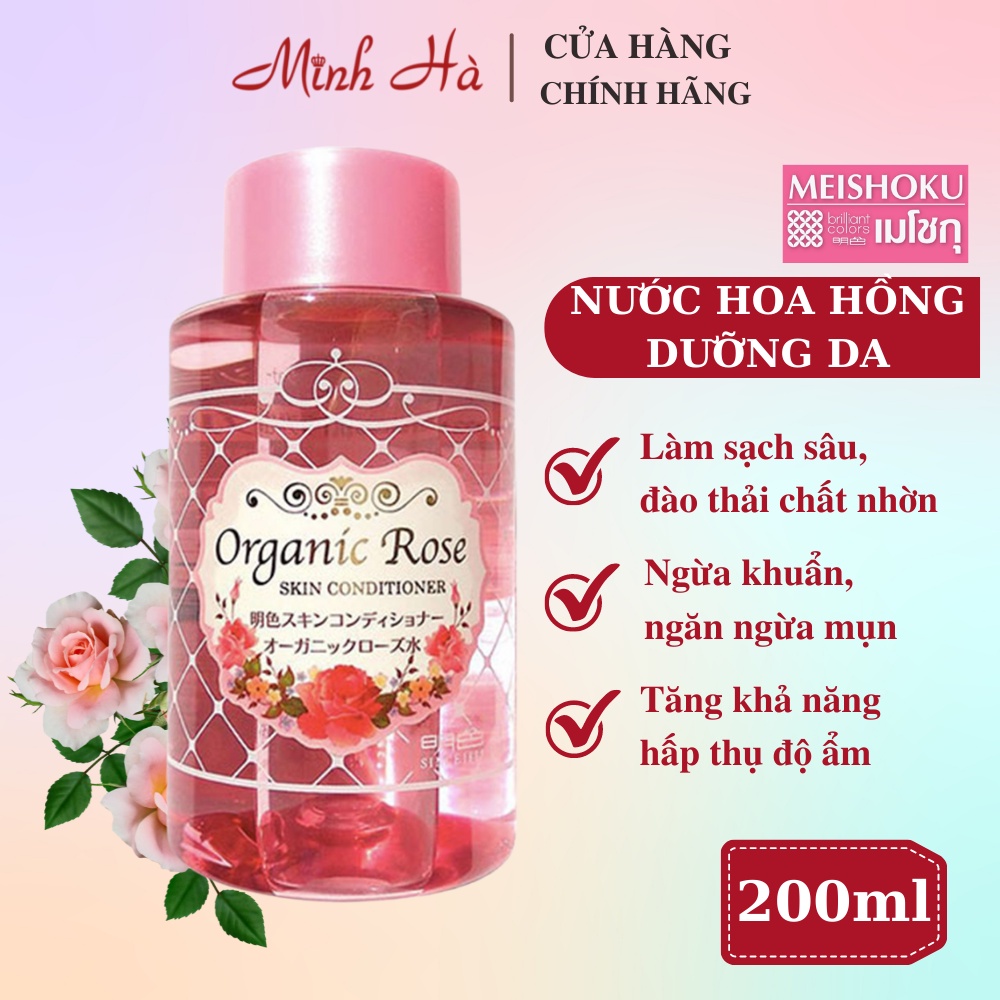 (Date 09/2024) Nước hoa hồng Meishoku Organic Rose Skin Conditioner 200ml - MINH HÀ official