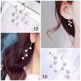 Bông tai zíc zắc hạt trai dáng dài