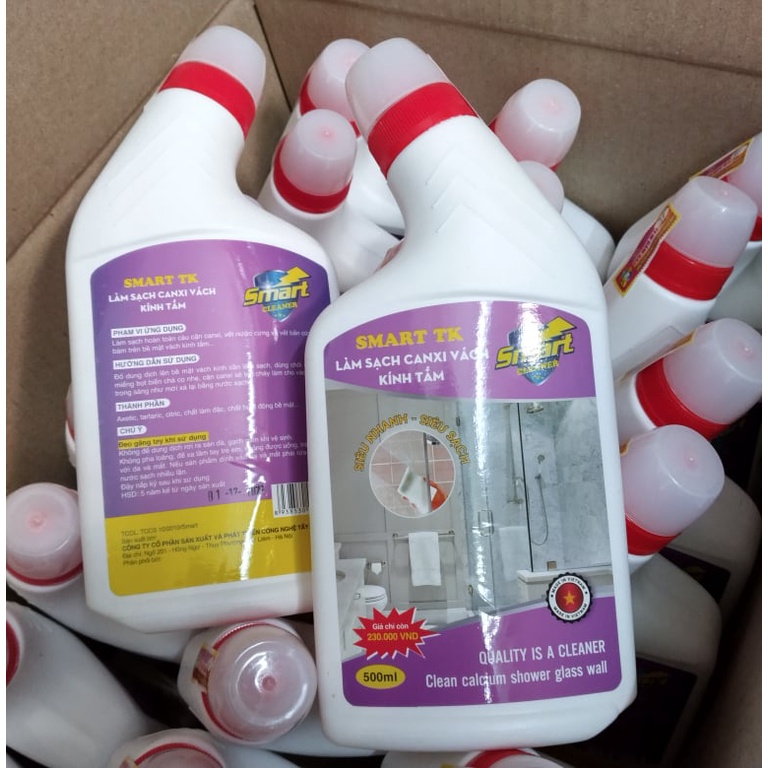 Smart TC- Nước tẩy cặn canxi trên kính siêu sạch- Sản phẩm chuyên dụng để tẩy cặn nước và các vết ố trên kính (mẫu mới)