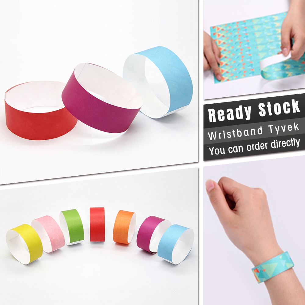 100pcs vòng tay giấy Cá nhân hoá dây đeo cổ tay giấy không thấm nước tay hoạt động label cổ tay nhãn dùng một lần tyvek Sticker