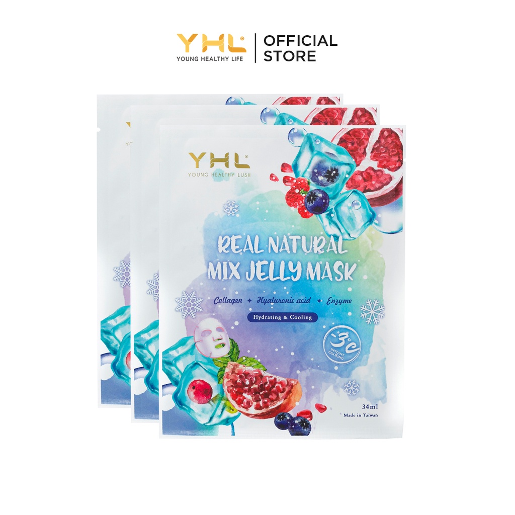Mặt nạ Jelly dưỡng trắng cấp ẩm chống nhăn da YHL 5 miếng/hộp 34ml/miếng Đài Loan