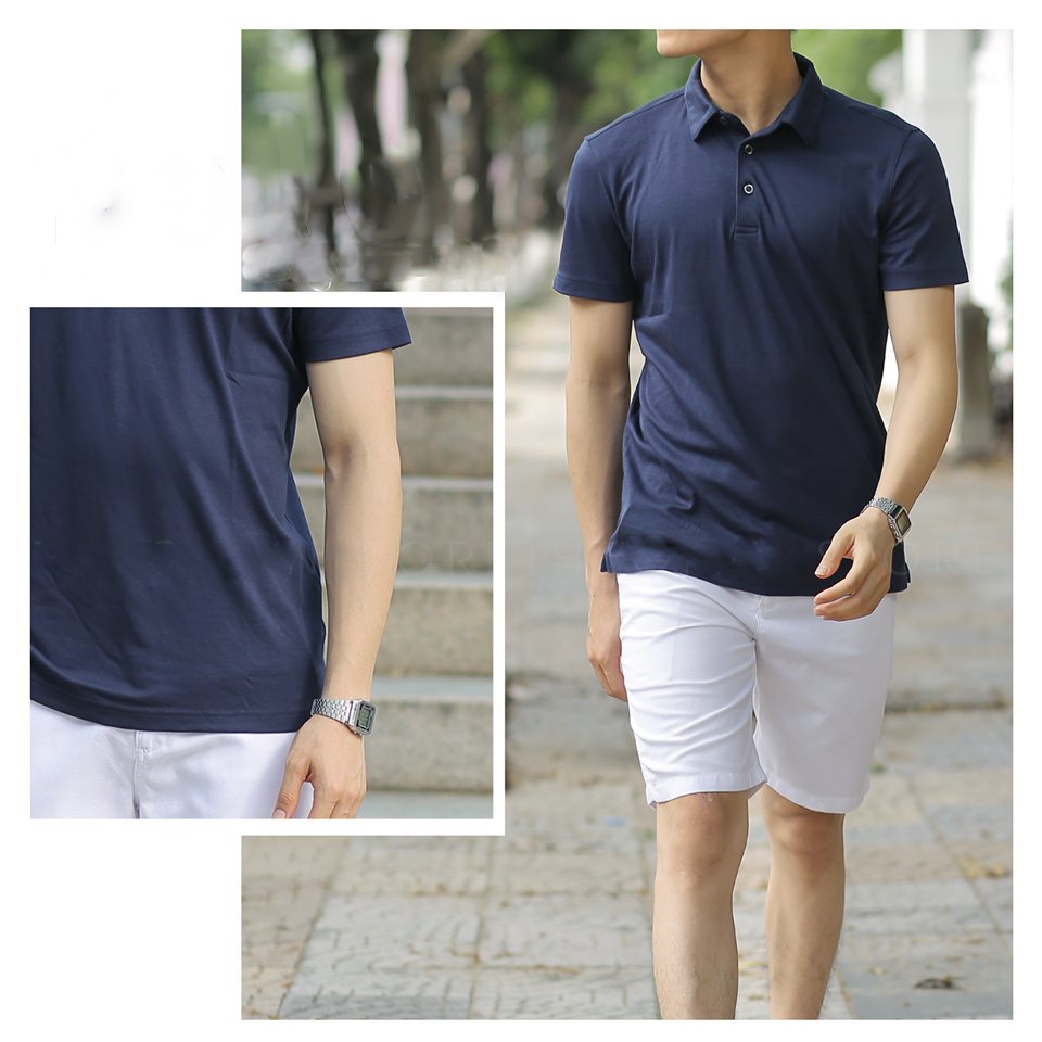 Áo Polo nam trơn OKU , Áo phông nam chất cotton thoáng mát, thấm hút mồ hôi