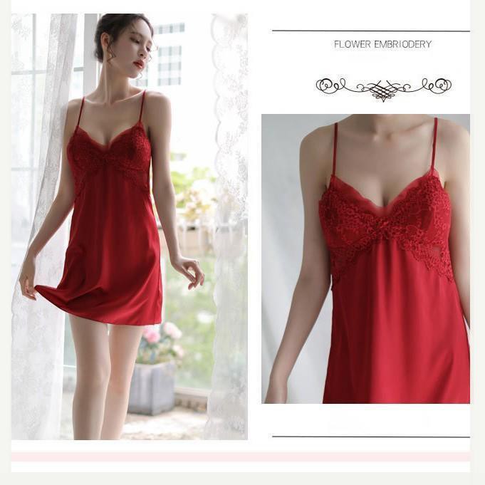 [Lụa Mềm - Sang Xịn] Váy ngủ 2 dây phi lụa kèm đệm mút - đầm ngủ gợi cảm B1026 | BigBuy360 - bigbuy360.vn